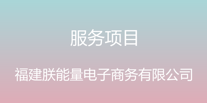 服务项目 - 福建朕能量电子商务有限公司