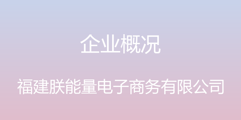 企业概况 - 福建朕能量电子商务有限公司