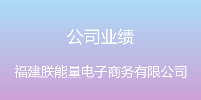 公司业绩 - 福建朕能量电子商务有限公司